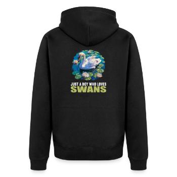 Swans Swan - Unisex Premium Organic Zip Hoodie - black - Back - Nico (187cm)