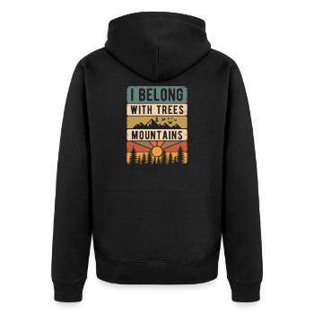 Retro Nature Mountains Sun Forest Hiking Gift - Unisex Premium Organic Zip Hoodie - black - Back - Nico (187cm)