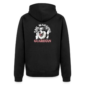 Alabai Dog Tail Wagging Guardian - Unisex Premium Organic Zip Hoodie - black - Back - Nico (187cm)