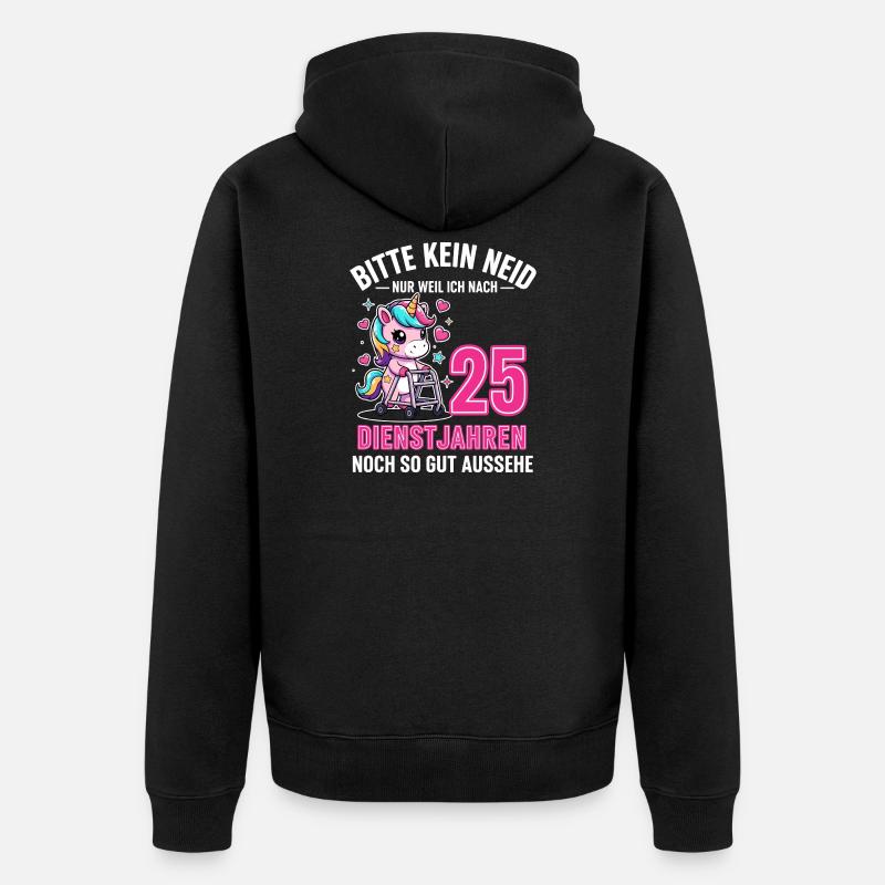 25 Jahre Dienstjubiläum – Bitte Kein Neid Einhorn - Unisex Premium Bio Zip Hoodie - Schwarz