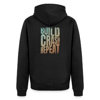 Drone build crash repeat saying - Unisex Premium Organic Zip Hoodie - black - Back - Nico (187cm)
