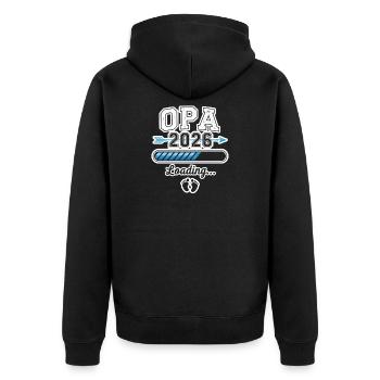Opa 2026 Loading Bar Baby Ankündigung Geschenk - Unisex Premium Bio Zip Hoodie - Schwarz - Hinten - Nico (187cm)