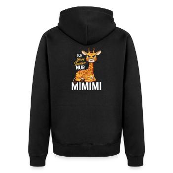Ich Höre Immer Nur Ein Mimimi Giraffe - Unisex Premium Bio Zip Hoodie - Schwarz - Hinten - Nico (187cm)