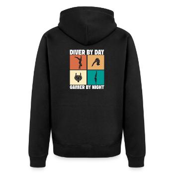 Kunstspringen Turmspringer Sprungbrett - Unisex Premium Bio Zip Hoodie - Schwarz - Hinten - Nico (187cm)