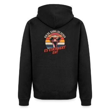 Strauss I'm Here We Go It's Escalating Anyway - Unisex Premium Organic Zip Hoodie - black - Back - Nico (187cm)