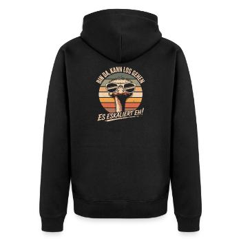 Strauss I'm Here We Go It's Escalating Anyway - Unisex Premium Organic Zip Hoodie - black - Back - Nico (187cm)