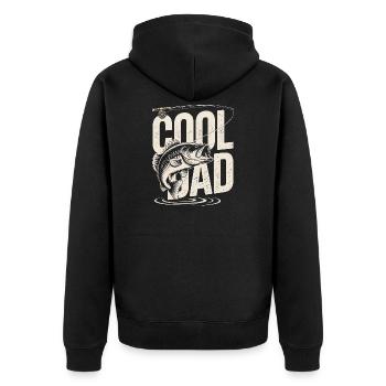 Cool Dad Fishing - Unisex Premium Organic Zip Hoodie - black - Back - Nico (187cm)