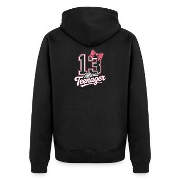 13th birthday teenager gift - Unisex Premium Organic Zip Hoodie - black - Back - Nico (187cm)