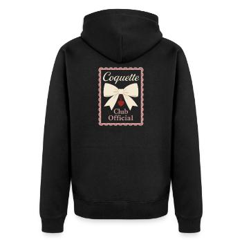 Coquette Aesthetic Bow Pattern Girly Pastel - Unisex Premium Organic Zip Hoodie - black - Back - Nico (187cm)