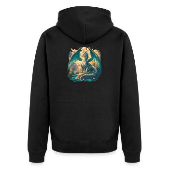 Drachen Drache - Unisex Premium Bio Zip Hoodie - Schwarz - Hinten - Nico (187cm)