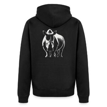 Strong Rhino – Wildlife Illustration - Unisex Premium Organic Zip Hoodie - black - Back - Nico (187cm)