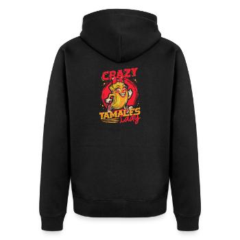 Tamale Crazy Tamales Lady - Unisex Premium Bio Zip Hoodie - Schwarz - Hinten - Nico (187cm)