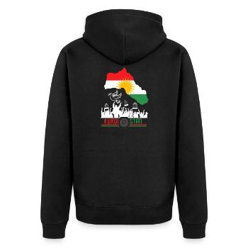 Kurdish flags with Kurdistan Kurd - Unisex Premium Organic Zip Hoodie - black - Back - Nico (187cm)