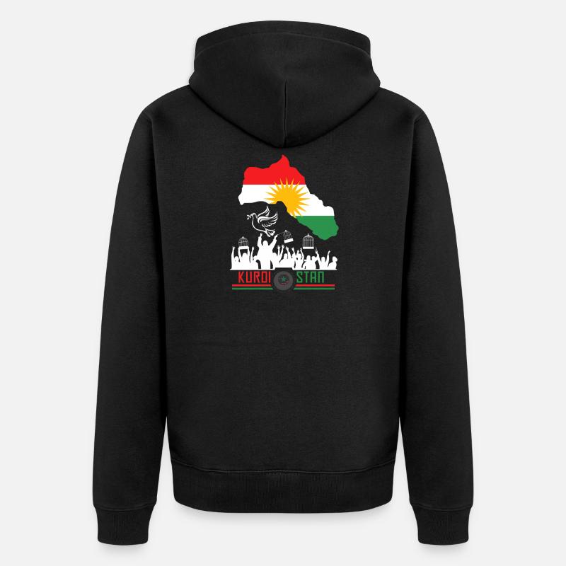 Kurdischer Flaggen mit Kurdistan Kurde - Unisex Premium Bio Zip Hoodie - Schwarz