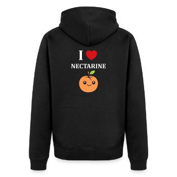 Lustiges Nektarinen-Eis-Orangen-Design - Unisex Premium Bio Zip Hoodie - Schwarz - Hinten - Nico (187cm)