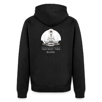 Root Meditation Flower Mandala - Unisex Premium Organic Zip Hoodie - black - Back - Nico (187cm)