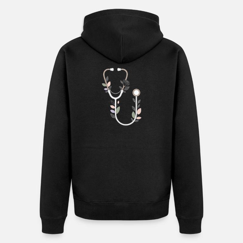 Conception de stéthoscope floral - Veste à capuche bio Premium Unisexe - noir