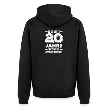Lustiges Geschenk Zum 20. Geburtstag - Unisex Premium Bio Zip Hoodie - Schwarz - Hinten - Nico (187cm)