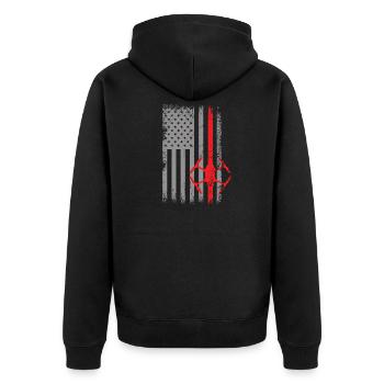 USA Flagge Drohne Amerika Pilot - Unisex Premium Bio Zip Hoodie - Schwarz - Hinten - Nico (187cm)