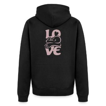 Bébé qui boit et qui allaite Maman AMOUR - Veste à capuche bio Premium Unisexe - noir - Dos - Nico (187cm)