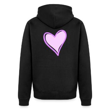 Cœur violet avec contour noir - Veste à capuche bio Premium Unisexe - noir - Dos - Nico (187cm)