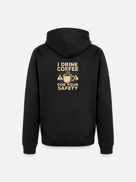 Kaffee-Sicherheits-Humor-Illustration - Unisex Premium Bio Zip Hoodie - Schwarz