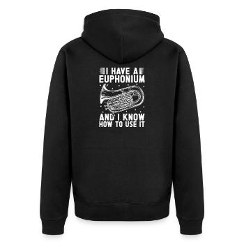 Joueur de baryton Je sais m'en servir Euphonium - Veste à capuche bio Premium Unisexe - noir - Dos - Nico (187cm)
