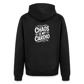 Le chaos, c’est mon cardio - Veste à capuche bio Premium Unisexe - noir - Dos - Nico (187cm)