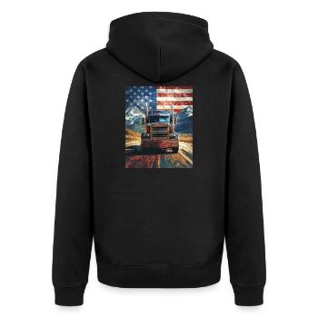 Truck - Unisex Premium Bio Zip Hoodie - Schwarz - Hinten - Nico (187cm)
