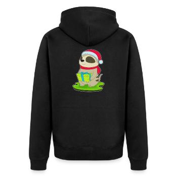 Meerkat Christmas Christmas Hat - Unisex Premium Organic Zip Hoodie - black - Back - Nico (187cm)