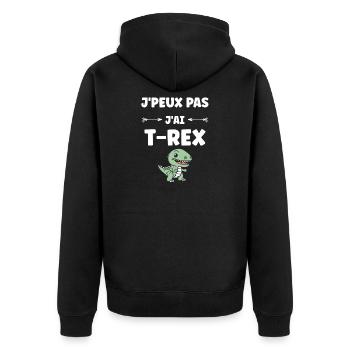 T-Rex-Spaß für Kinder und Jugendliche - Unisex Premium Bio Zip Hoodie - Schwarz - Hinten - Nico (187cm)