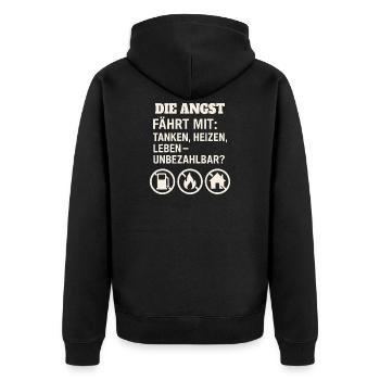 Die Angst fährt mit - Unisex Premium Bio Zip Hoodie - Schwarz - Hinten - Nico (187cm)