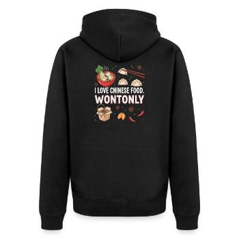 Ausdrucksstarkes chinesisches Essensliebesdesign - Unisex Premium Bio Zip Hoodie - Schwarz - Hinten - Nico (187cm)