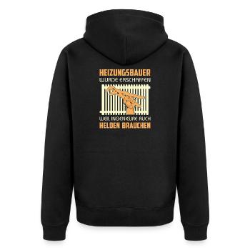 Heizungsbauer Heizungsbau Klempner Installateur - Unisex Premium Bio Zip Hoodie - Schwarz - Hinten - Nico (187cm)