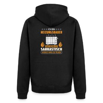 Heating Engineer Heating Construction Plumber Plumber - Unisex Premium Organic Zip Hoodie - black - Back - Nico (187cm)