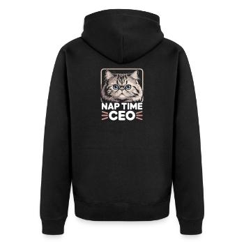  Nap Time CEO Lustige Katze Bürohumor Home Office - Unisex Premium Bio Zip Hoodie - Schwarz - Hinten - Nico (187cm)