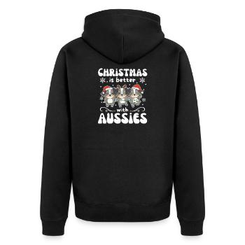 Noël, c’est mieux avec les Australiens - Veste à capuche bio Premium Unisexe - noir - Dos - Nico (187cm)
