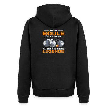 Beim Boule ganz okay Petanque Boulespieler - Unisex Premium Bio Zip Hoodie - Schwarz - Hinten - Nico (187cm)