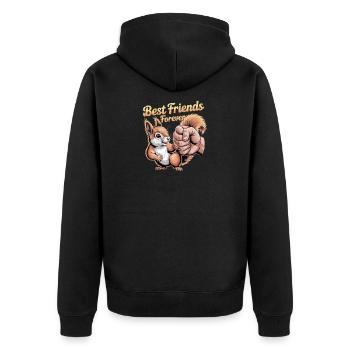 Best Friends Forever Squirrel Fistbump - Unisex Premium Organic Zip Hoodie - black - Back - Nico (187cm)