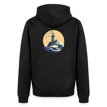 Phare sur une mer agitée - Veste à capuche bio Premium Unisexe - noir - Dos - Nico (187cm)