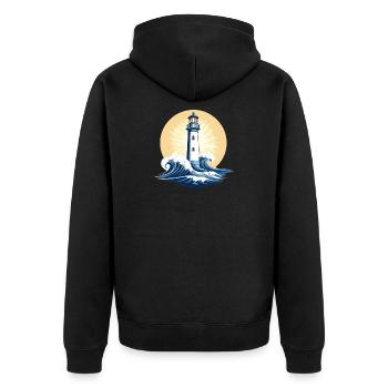 Lighthouse at sunrise - Unisex Premium Organic Zip Hoodie - black - Back - Nico (187cm)