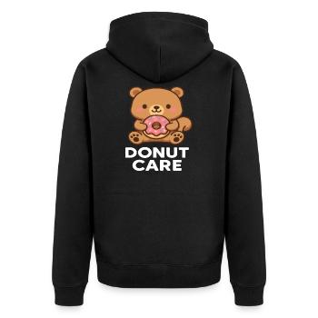 Kuscheller Bär mit Donut-Accessoire - Unisex Premium Bio Zip Hoodie - Schwarz - Hinten - Nico (187cm)