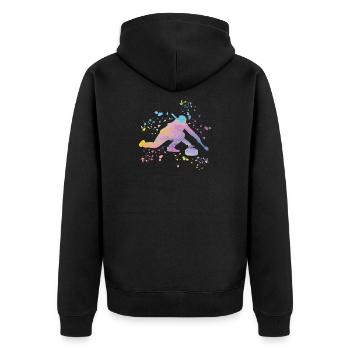 Curler Winter Sports Curling - Unisex Premium Organic Zip Hoodie - black - Back - Nico (187cm)