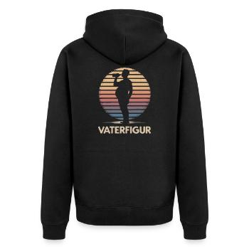 Dad with Beer Belly Funny Ironic Father Figure - Unisex Premium Organic Zip Hoodie - black - Back - Nico (187cm)