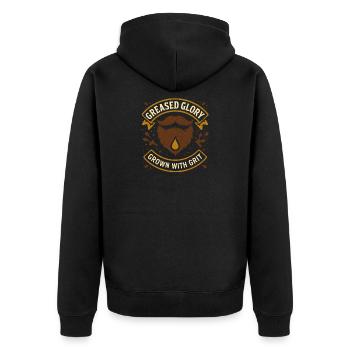 Bartöl Pflege Humor Gepflegter Lebensstil - Unisex Premium Bio Zip Hoodie - Schwarz - Hinten - Nico (187cm)