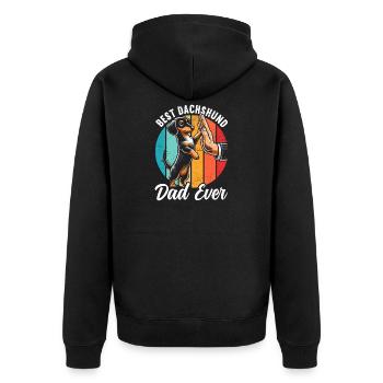 Best Dachshund Dad Ever Dackel Papa Teckel - Unisex Premium Bio Zip Hoodie - Schwarz - Hinten - Nico (187cm)