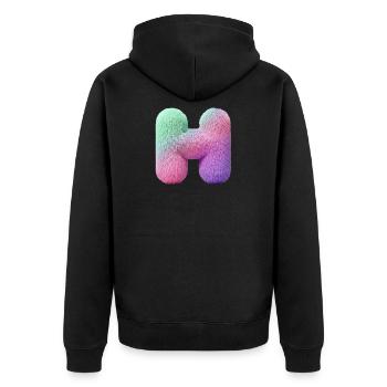 Lettre H en aspect fourrure pastel et dégradé de couleurs - Veste à capuche bio Premium Unisexe - noir - Dos - Nico (187cm)