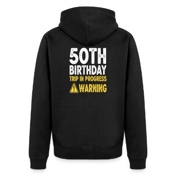 Avertissement : voyage pour le 50e anniversaire en cours - Veste à capuche bio Premium Unisexe - noir - Dos - Nico (187cm)