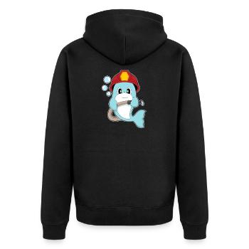Delfin Feuerwehrmann Feuerwehrschlauch Feuerwehr - Unisex Premium Bio Zip Hoodie - Schwarz - Hinten - Nico (187cm)
