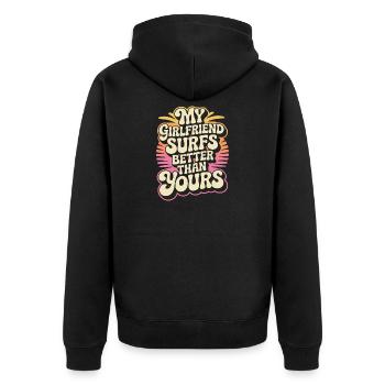 Surfer Ma copine surfe mieux que la tienne Surf - Veste à capuche bio Premium Unisexe - noir - Dos - Nico (187cm)